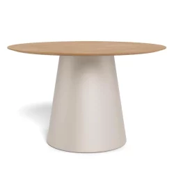 Stół okrągły RENO fi 120 okleina dębowa/beżowy