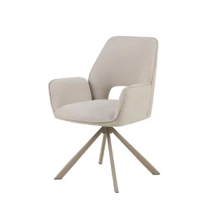Krzesło tapicerowane z podłokietnikami ZANTE beżowe - beżowe nogi