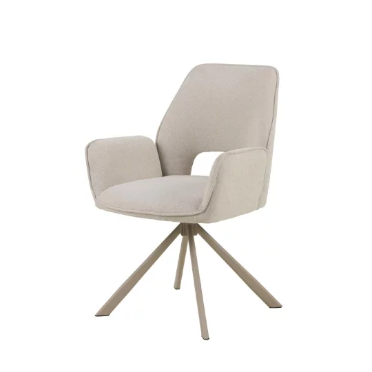 Krzesło tapicerowane z podłokietnikami ZANTE beżowe - beżowe nogi