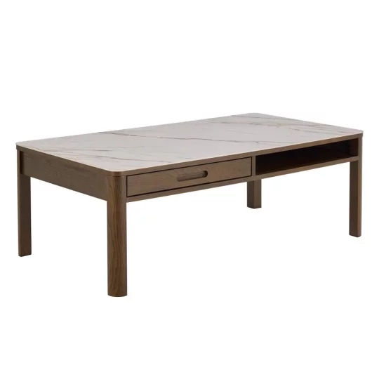 Stolik kawowy MONS 130x70 drewniany/marmur