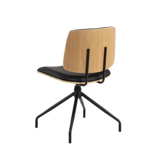 Krzesło obrotowe z ekoskóry GARDA czarne/drewniane - Zdjęcie 8