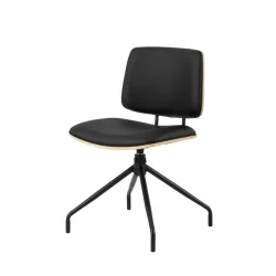 Krzesło obrotowe z ekoskóry GARDA czarne/drewniane