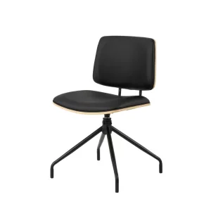 Krzesło obrotowe z ekoskóry GARDA czarne/drewniane