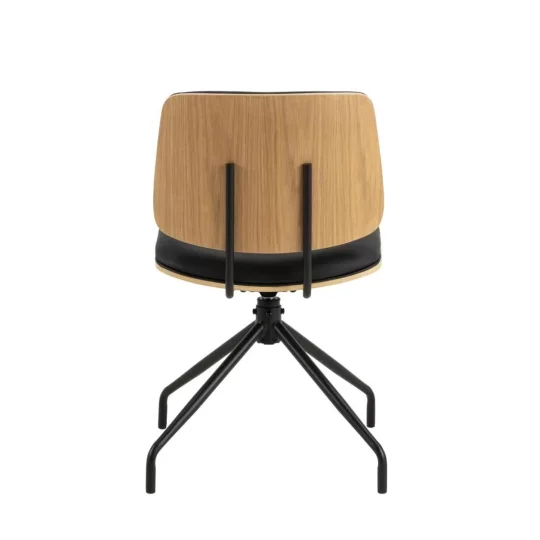 Krzesło obrotowe z ekoskóry GARDA czarne/drewniane - Zdjęcie 3