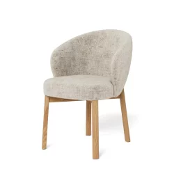 Krzesło tapicerowane DINO beżowe - drewniane nogi