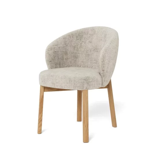 Krzesło tapicerowane DINO beżowe - drewniane nogi