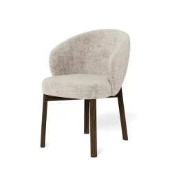 Krzesło tapicerowane DINO beżowe - ciemne drewniane nogi