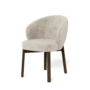 Krzesło tapicerowane DINO beżowe - ciemne drewniane nogi