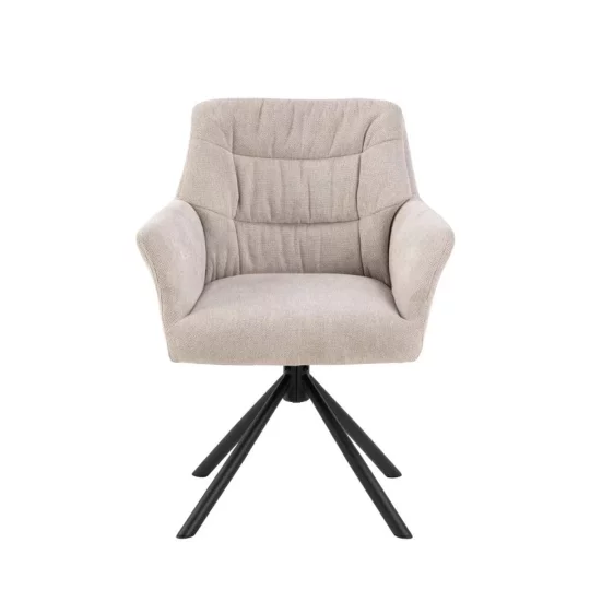 Krzesło tapicerowane z podłokietnikami ASTON beżowe - Zdjęcie 4