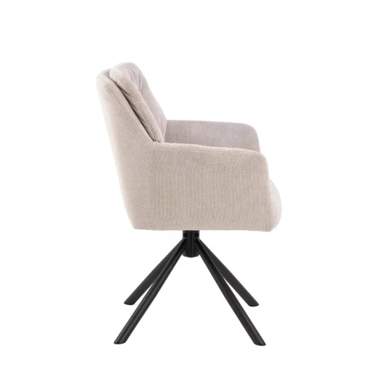 Krzesło tapicerowane z podłokietnikami ASTON beżowe - Zdjęcie 5