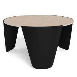 Stolik kawowy MAREA fi 80 czarny/drewniany