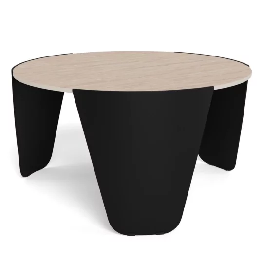 Stolik kawowy MAREA fi 80 czarny/drewniany