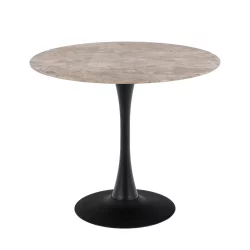 Stół okrągły LAURENT fi 90 brązowy marmur - czarna noga