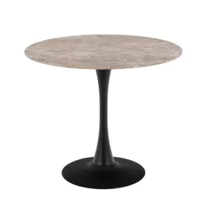 Stół okrągły LAURENT fi 90 brązowy marmur - czarna noga