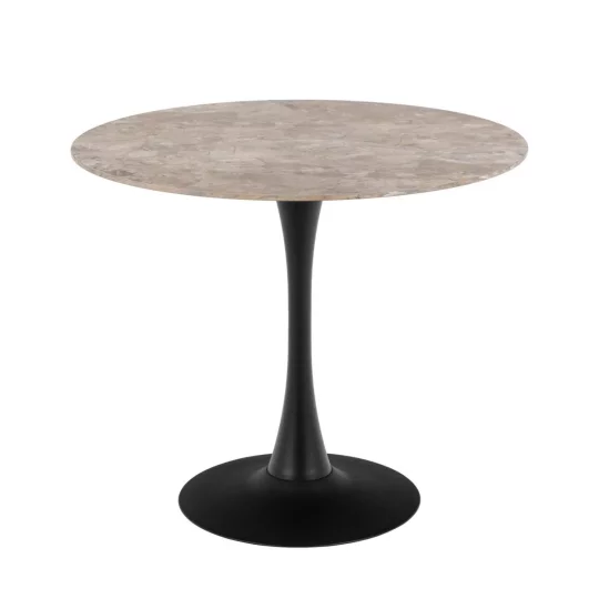 Stół okrągły LAURENT fi 90 brązowy marmur - czarna noga