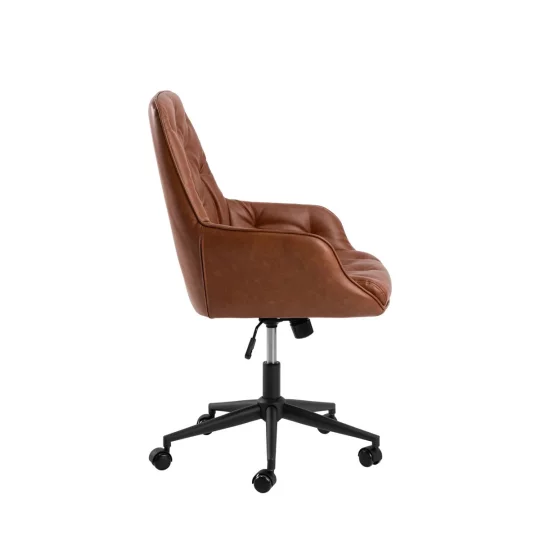 Krzesło biurowe z ekoskóry DORSIA brązowe - Zdjęcie 2