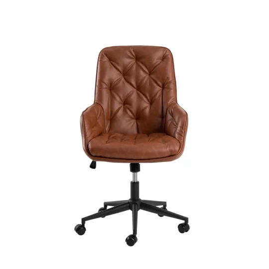 Krzesło biurowe z ekoskóry DORSIA brązowe - Zdjęcie 4