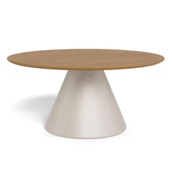 Stolik kawowy okrągły RENO fi 85 okleina dębowa/beżowy