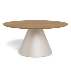 Stolik kawowy okrągły RENO fi 85 okleina dębowa/beżowy