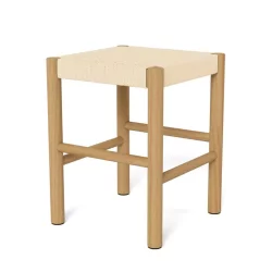 Taboret z plecionką SUEZ drewniany/beżowy