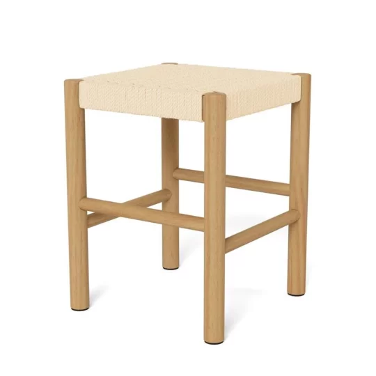 Taboret z plecionką SUEZ drewniany/beżowy