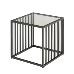 Stolik kawowy RAYO 40x40 czarny/szklany