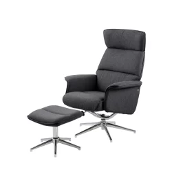 Fotel tapicerowany z podnózkiem BOCCA ciemnoszary