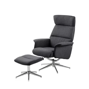 Fotel tapicerowany z podnózkiem BOCCA ciemnoszary