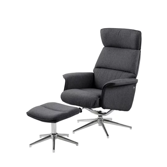 Fotel tapicerowany z podnózkiem BOCCA ciemnoszary