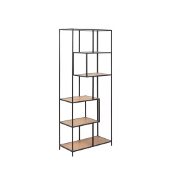 Regał ZAKARIA 77x185 drewniany/czarny