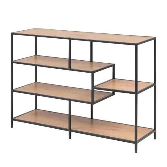 Regał ZAKARIA 114x78 drewniany/czarny