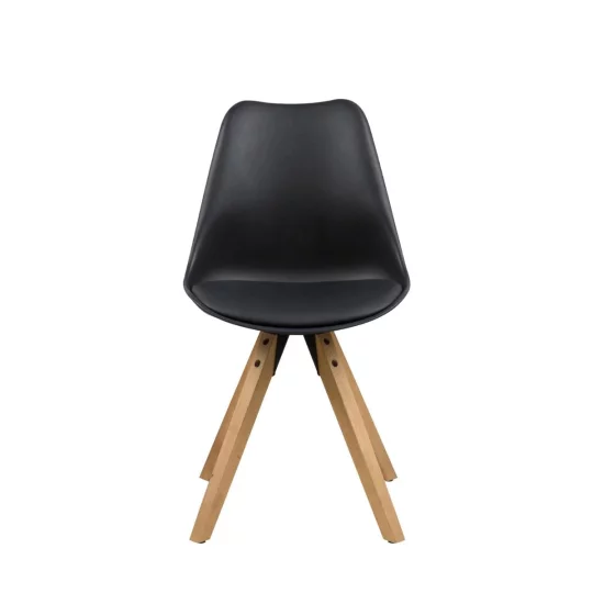 Krzesło z ekoskóry NICO czarne - nogi drewniane - Zdjęcie 4