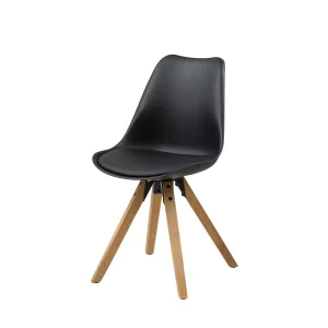 Krzesło z ekoskóry NICO czarne - nogi drewniane