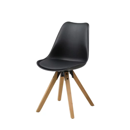 Krzesło z ekoskóry NICO czarne - nogi drewniane