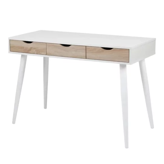 Biurko NIKOS 110x50 białe - drewniane szuflady