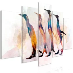 Obraz - Wędrówki pingwinów (5-częściowy) szeroki