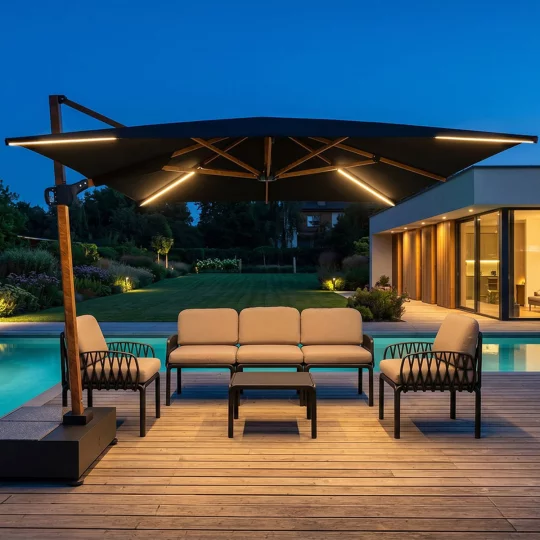 Parasol ogrodowy z oświetleniem Egina 3x4m - Zdjęcie 6
