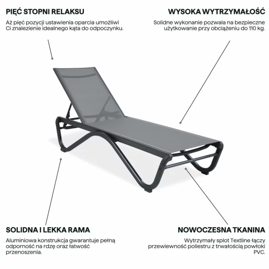 Leżak AQUALIS GREY - Zdjęcie 4