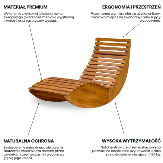 Leżak PALAWAN ACACIA WOOD - Zdjęcie 4
