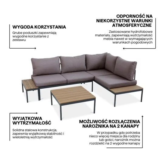 Narożnik FREEMONT DARK GREY NEW - Zdjęcie 4