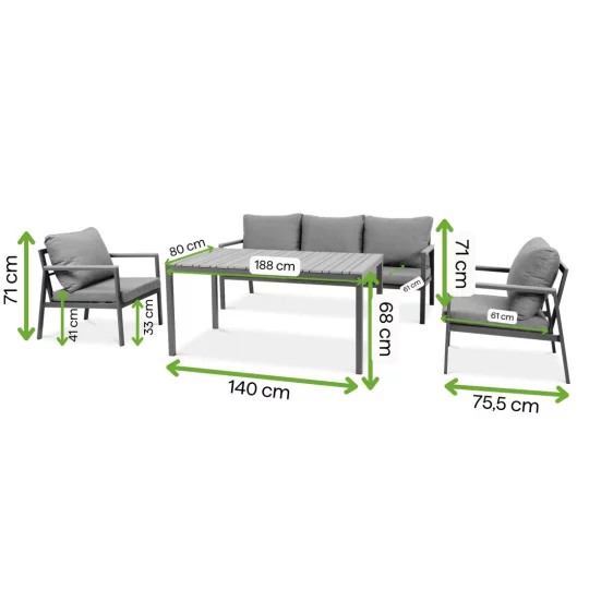 Zestaw EDISON DINING DARK GREY - Zdjęcie 4