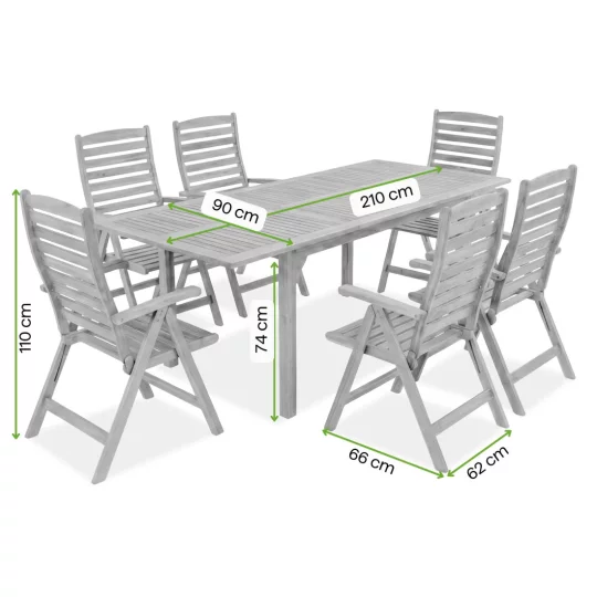 Zestaw AKADIA DINING 210/6 ACACIA WOOD - Zdjęcie 5