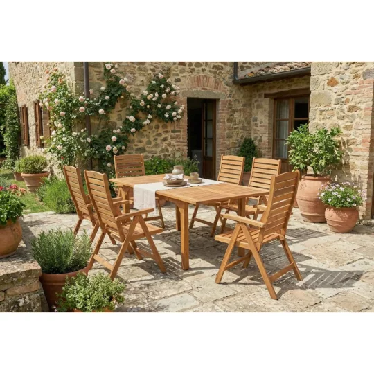 Zestaw AKADIA DINING 210/6 ACACIA WOOD - Zdjęcie 2