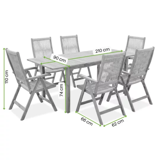 Zestaw AKADIA ROPE DINING 210/6 ACACIA WOOD - Zdjęcie 3