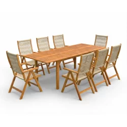 Zestaw AKADIA ROPE DINING 210/8 ACACIA WOOD