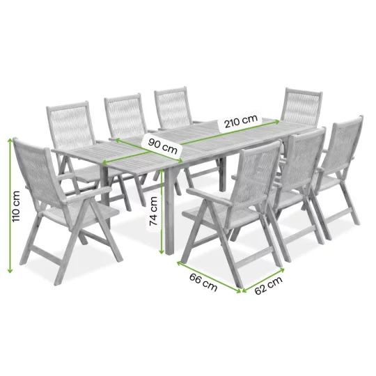 Zestaw AKADIA ROPE DINING 210/8 ACACIA WOOD - Zdjęcie 3