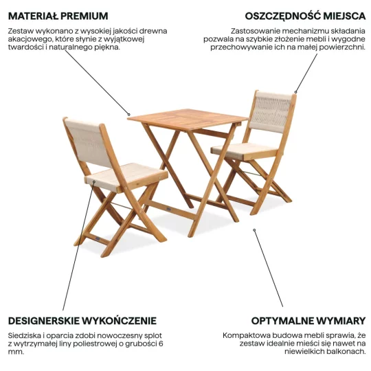 Zestaw SOMA BALCONY ACACIA WOOD - Zdjęcie 5