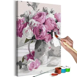 Obraz do samodzielnego malowania - Różowy bukiet
