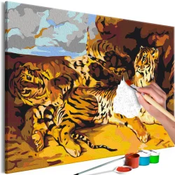 Obraz do samodzielnego malowania - Młody tygrys z mamą