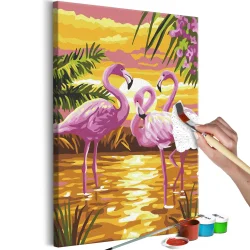 Obraz do samodzielnego malowania - Rodzina flamingów